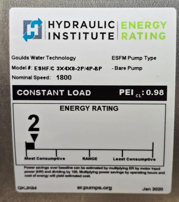 GOULDS WATER XYLEM 03SH08J05T4F2 e-SH CENTRIFUGAL PUMP 316-SS 3x4x8 5HP NSNP