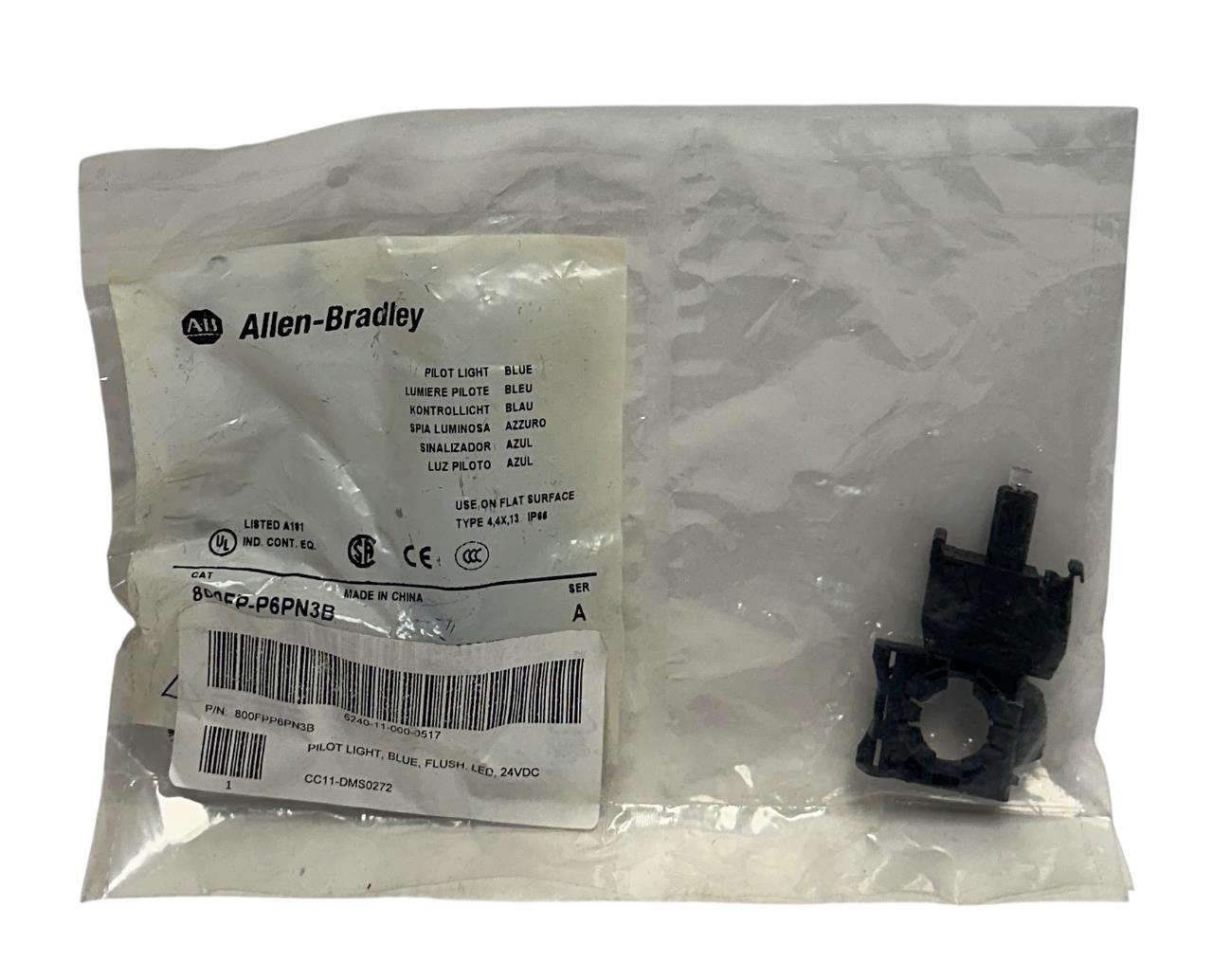 ALLEN BRADLEY 800FP-P6PN3B /A BULLETIN 800FP PILOT LIGHT BLUE 24VAC/DC NSFS