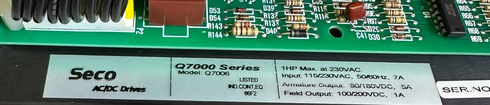 SECO WARNER ELECTRIC Q7006 QUADRALINE 7000 REGENERATIVE DC DRIVE 1HP @ 230V NSNP