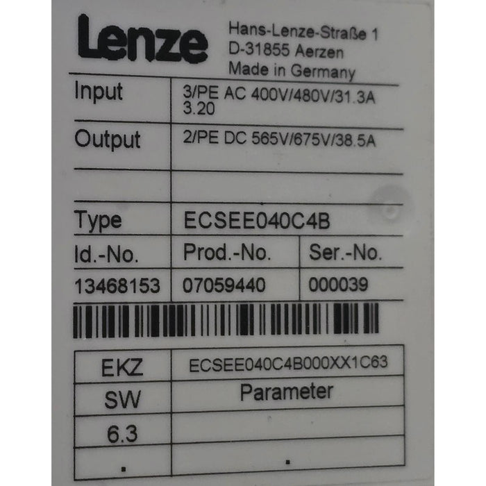 LENZE ECSEE040C4B / ECSEE040C4B000XX1C63 ECS SERVO POWER SUPPLY 13468153 NSNP