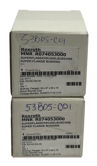 2 BOSCH REXROTH R074053000 LINEAR SUPER FLANGE BUSHINGS 30mm DIAMETER NSMP