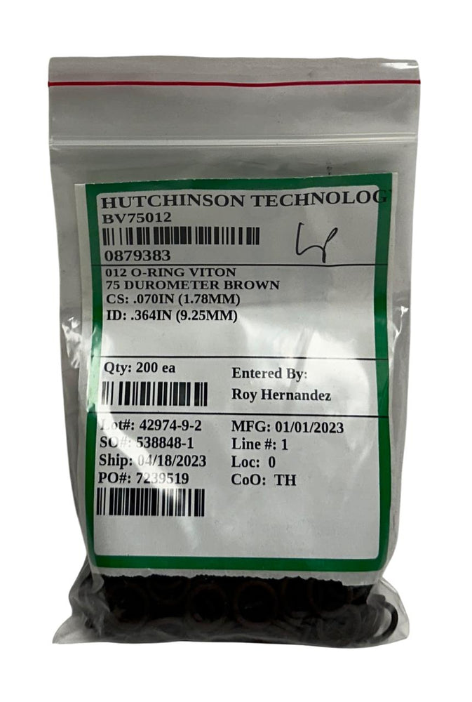 200 GLOBAL O-RING AND SEAL BV75012 FKM O-RINGS 012 BROWN DUROMETER 75 NSMP