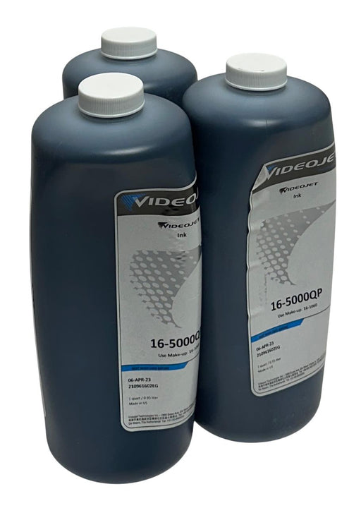 3 VIDEOJET 16-5000QP / 165000QP OEM BLACK INK BOTTLES 1QT PER *EXPIRED NSFS