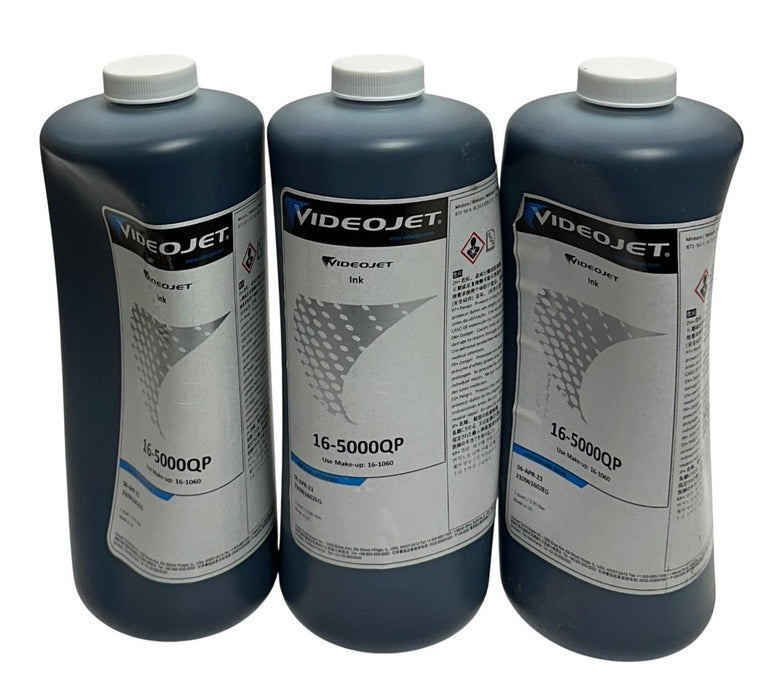 3 VIDEOJET 16-5000QP / 165000QP OEM BLACK INK BOTTLES 1QT PER *EXPIRED NSFS
