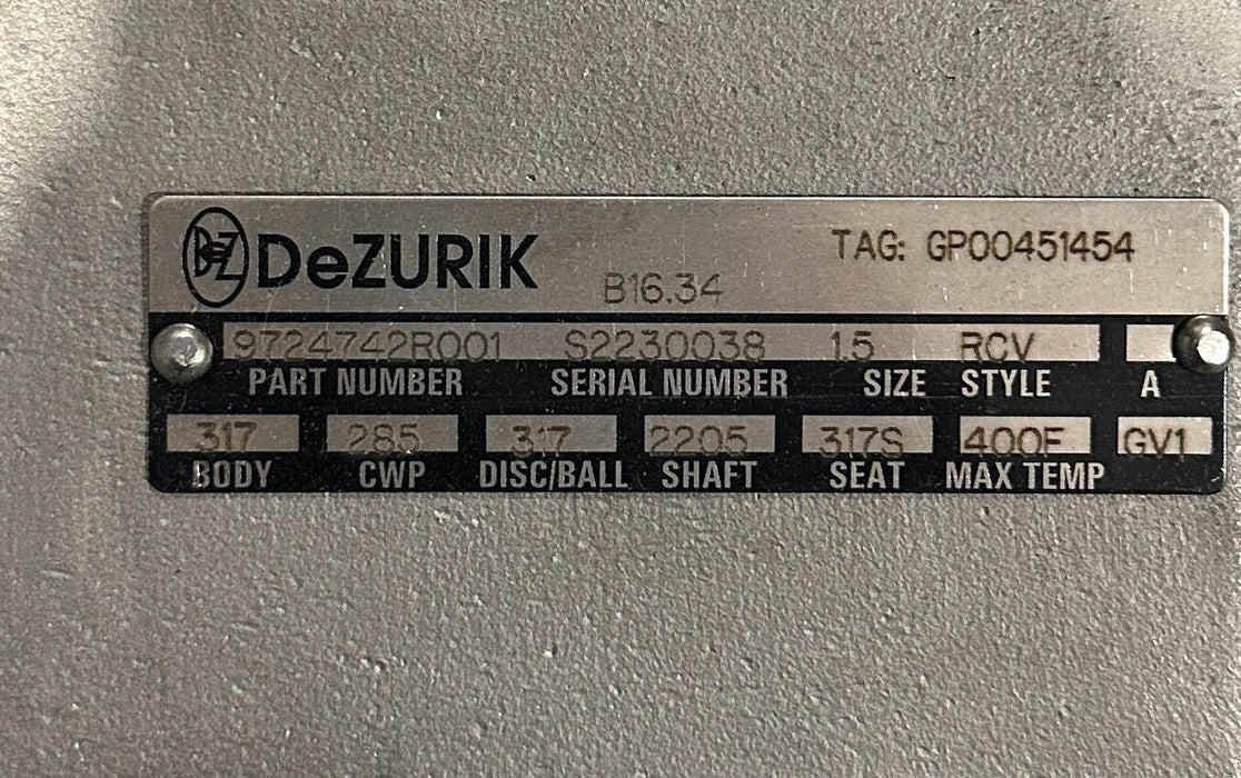 DeZURIK 9724742R001 ROTARY CONTROL VALVE (RCV) ACTUATOR SIZE: 1.5" W/VAC V200P