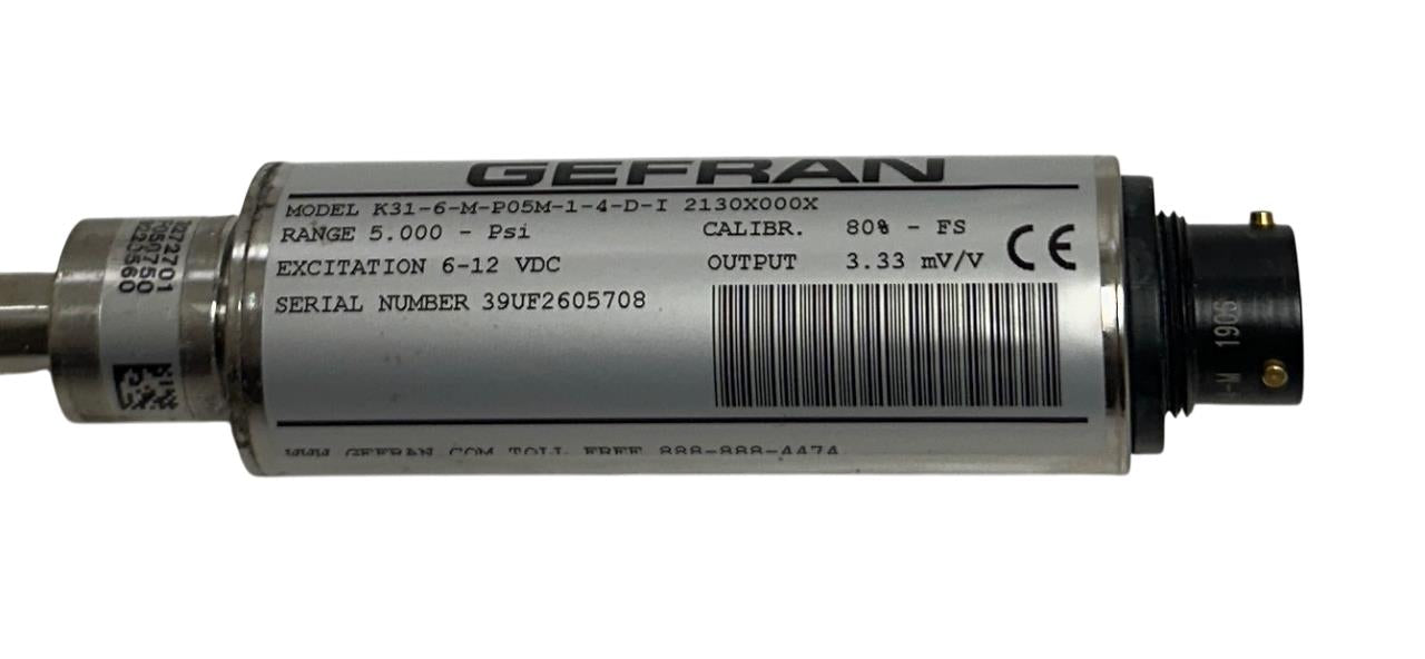 GEFRAN K31-6-M-P05M-1-4-D-I 2130X000X / K316MP05M14DI PRESSURE TRANSDUCER NSMP