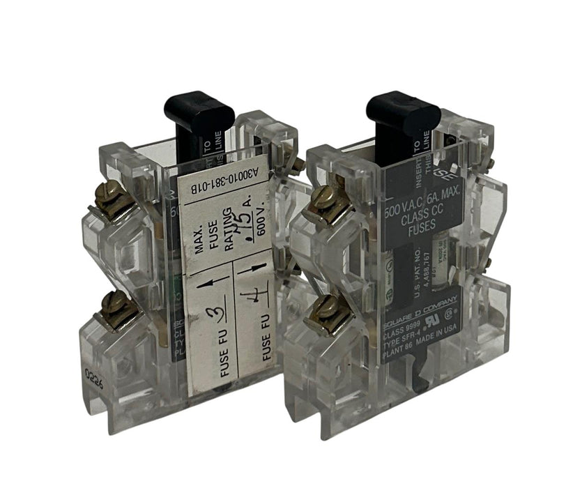 2 SQUARE D A300110-381-01B / 9999 SFR-4 AUXILIARY FUSE HOLDER 2-FUSE 600VAC USNP