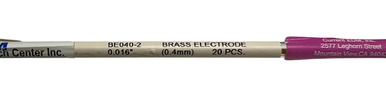 20 CURRENT EDM BE040-2 / BE0402 BRASS ELECTRODES 0.016'' (0.4mm) NSMP