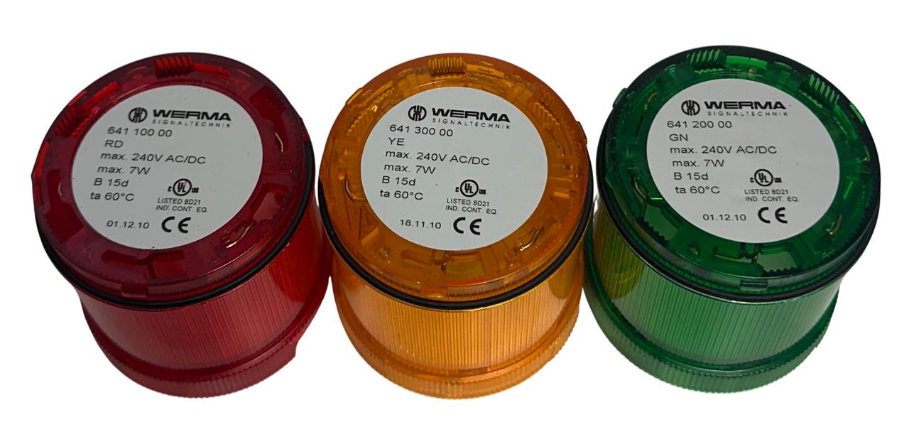 3 WERMA 641 100 00 / 641 300 00 / 641 200 00 LIGHTS RED ORANGE GREEN *CHIP USNP