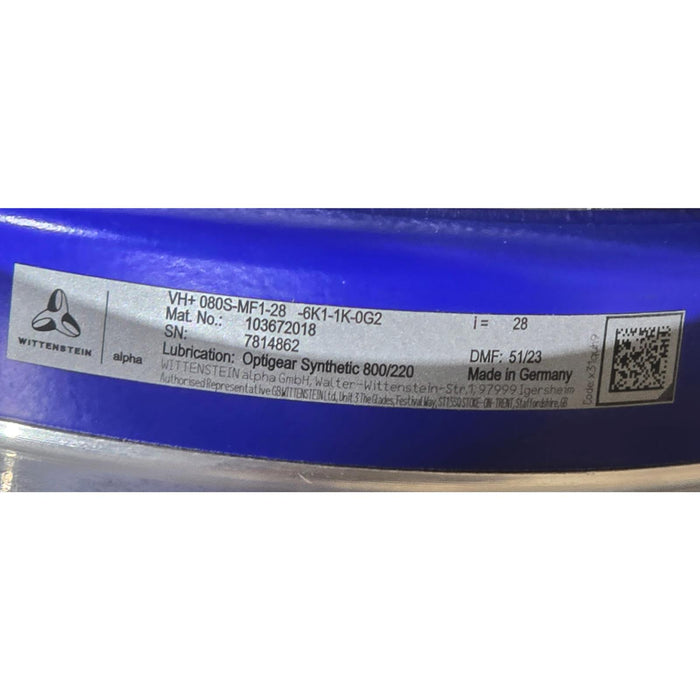 WITTENSTEIN alpha VH+ 28:1 WORM GEARBOX VH+ 080S-MF1-28 -6K1-1K-0G2 - 103672018