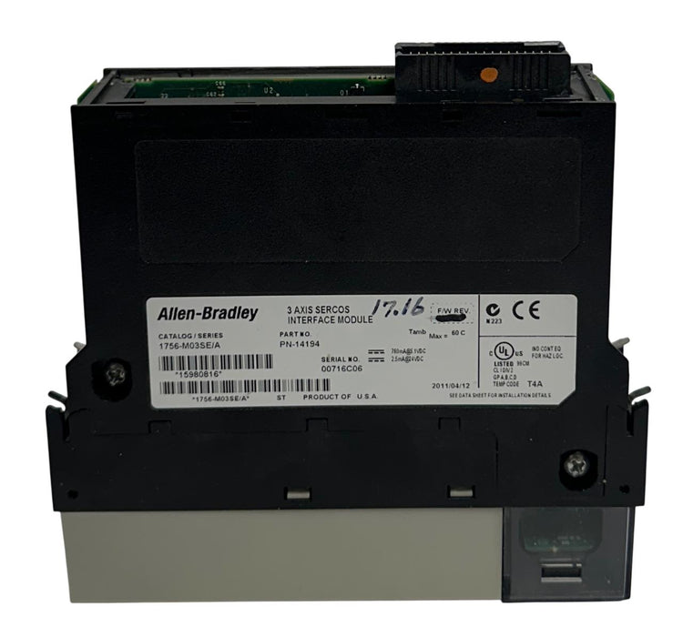 ALLEN BRADLEY 1756-M03SE /A ControlLogix 3-AXIS SERCOS INTERFACE 1756M03SE USNP