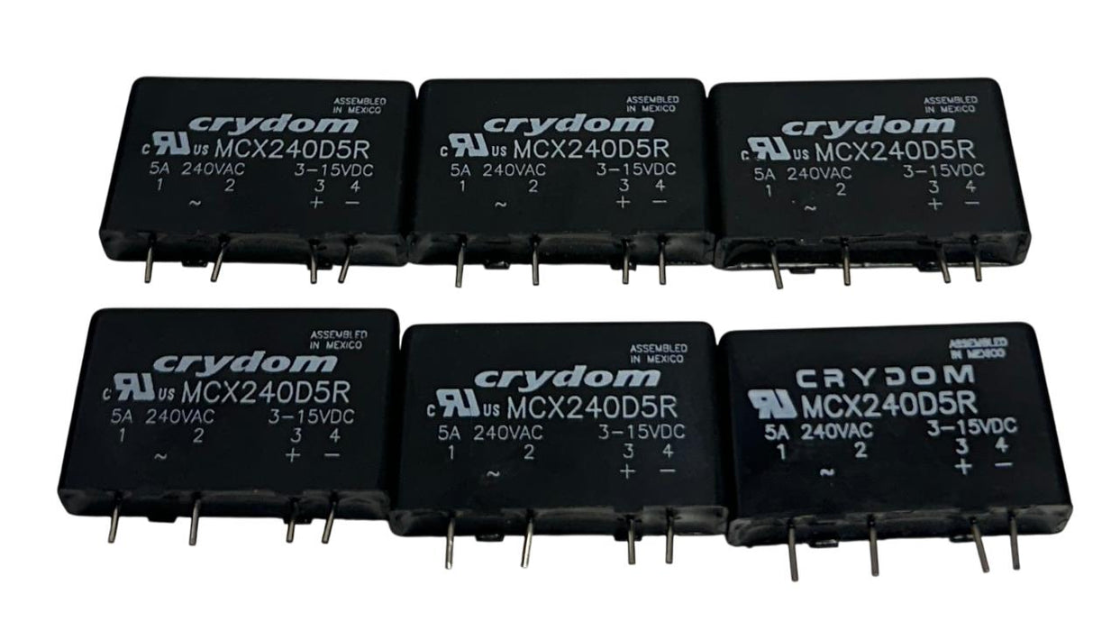 6 CRYDOM MCX240D5R PCB MOUNT SIP SOLID STATE RELAYS 5A 240VAC 3-15VDC BLACK NSNP