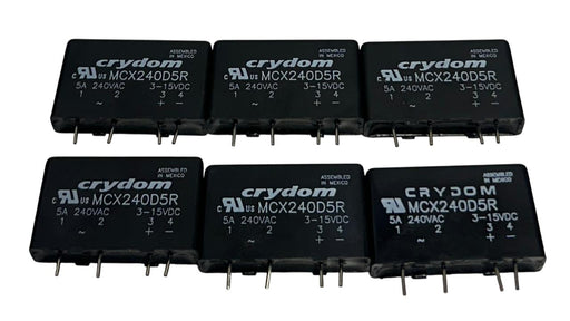 6 CRYDOM MCX240D5R PCB MOUNT SIP SOLID STATE RELAYS 5A 240VAC 3-15VDC BLACK NSNP
