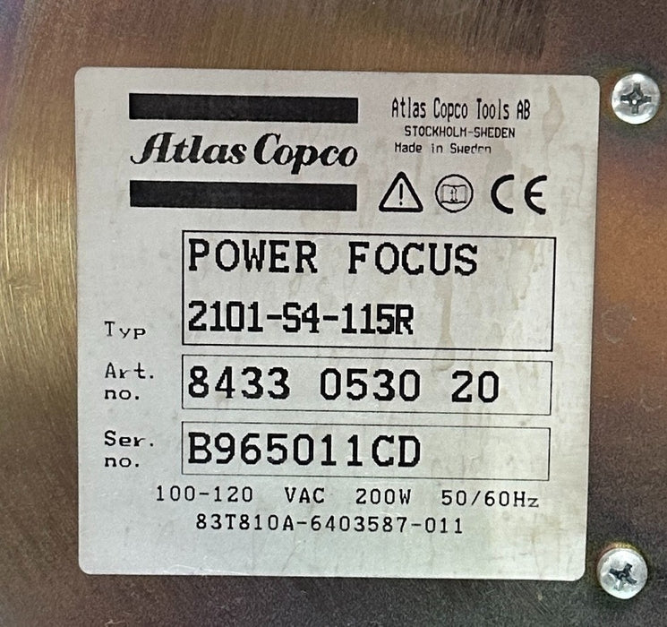 ATLAS COPCO 2101-S4-115R / 8433 0530 20 POWER FOCUS TENSOR CONTROLLER 200W USNP