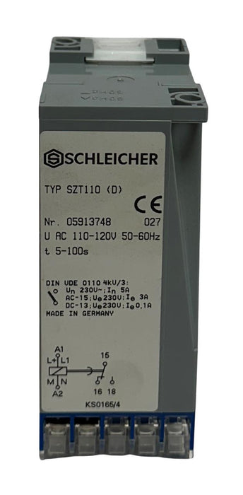 SCHLEICHER 05913748 027 / SZT110 (D) TIME DELAY RELAY 5-100s 110-120VAC NSNP