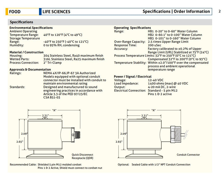ANDERSON NEGELE HB100510A0000 HB MINI HYDROSTATIC LEVEL TRANSMITTER SS/316L NSNP