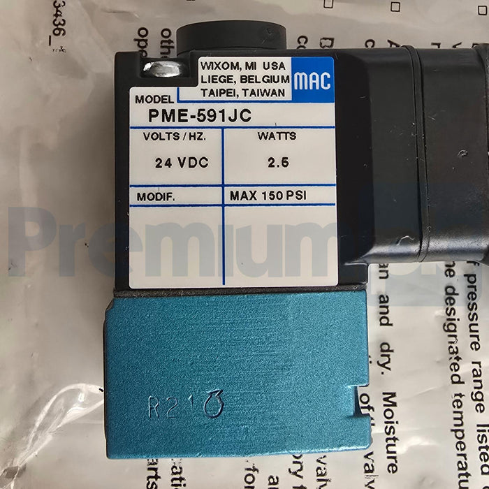 MAC PME-591JC / PME591JC SOLENOID PILOT CONTROL VALVE 24VDC 2.4W 150PSI NSMP