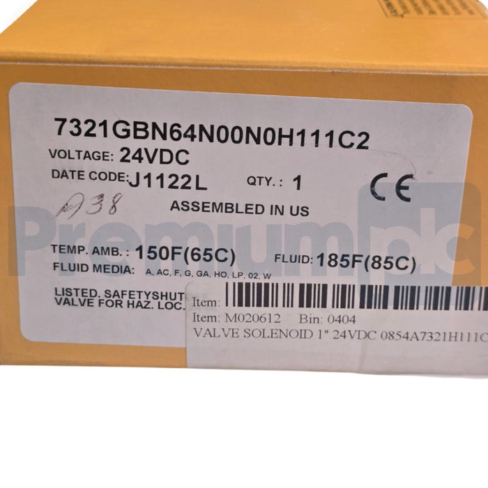 PARKER SKINNER 7321GBN64N00N0H111C2 2-WAY NC 1"NPT 24VDC BRASS PILOT VALVE NSMP