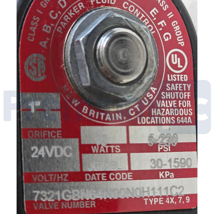 PARKER SKINNER 7321GBN64N00N0H111C2 2-WAY NC 1"NPT 24VDC BRASS PILOT VALVE NSNP