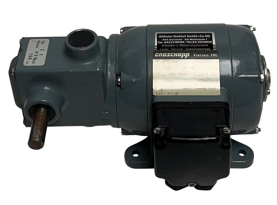 GROSCHOPP DM 80-40 / DM8040 GEARMOTOR Z2 460/266V 60Hz 22W WK0902101 900Ncm NSNP