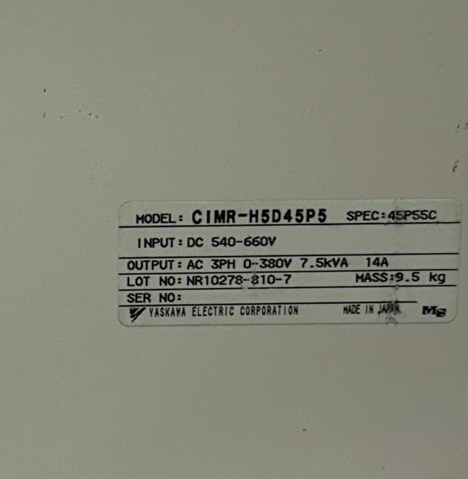 YASKAWA ELECTRIC CIMR-H5D45P5 / 45P55C VARISPEED 676H5 DRIVE 540-660VDC 3PH USNP