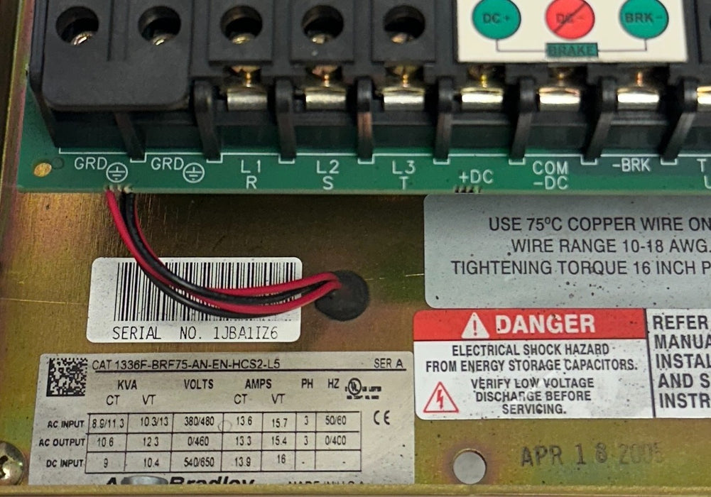 ALLEN BRADLEY 1336F-BRF75-AN-EN-HCS2-L5 /A 1336 PLUS II DRIVE 7.5HP/5.5kW USNP
