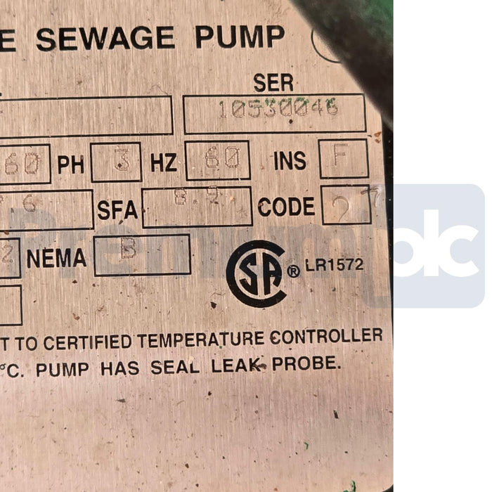 PENTAIR HYDROMATIC HPGF500M4-4 SUBMERSIBLE SEWAGE PUMP 5HP 460V 515111147 NSMP