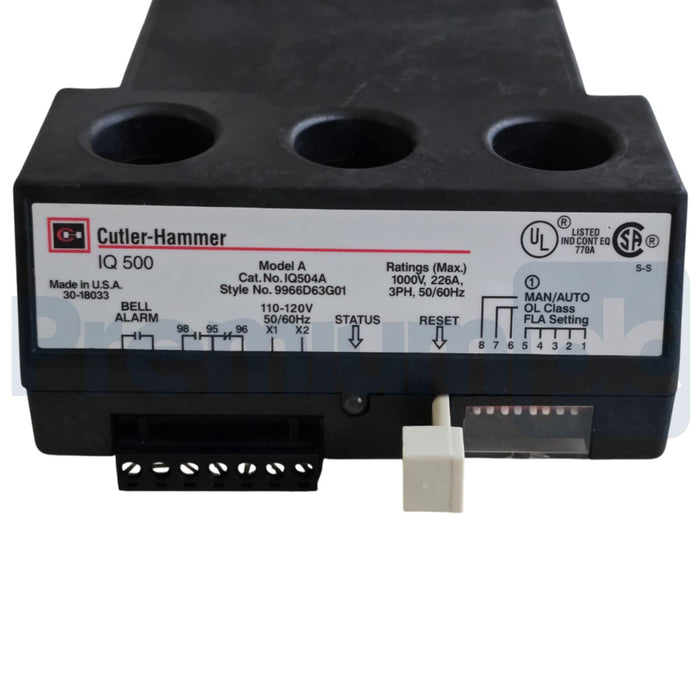 EATON CUTLER HAMMER IQ504A - 9966D63G01 IQ 500 OVERLOAD RELAY 1000V/226A/3P NSNP
