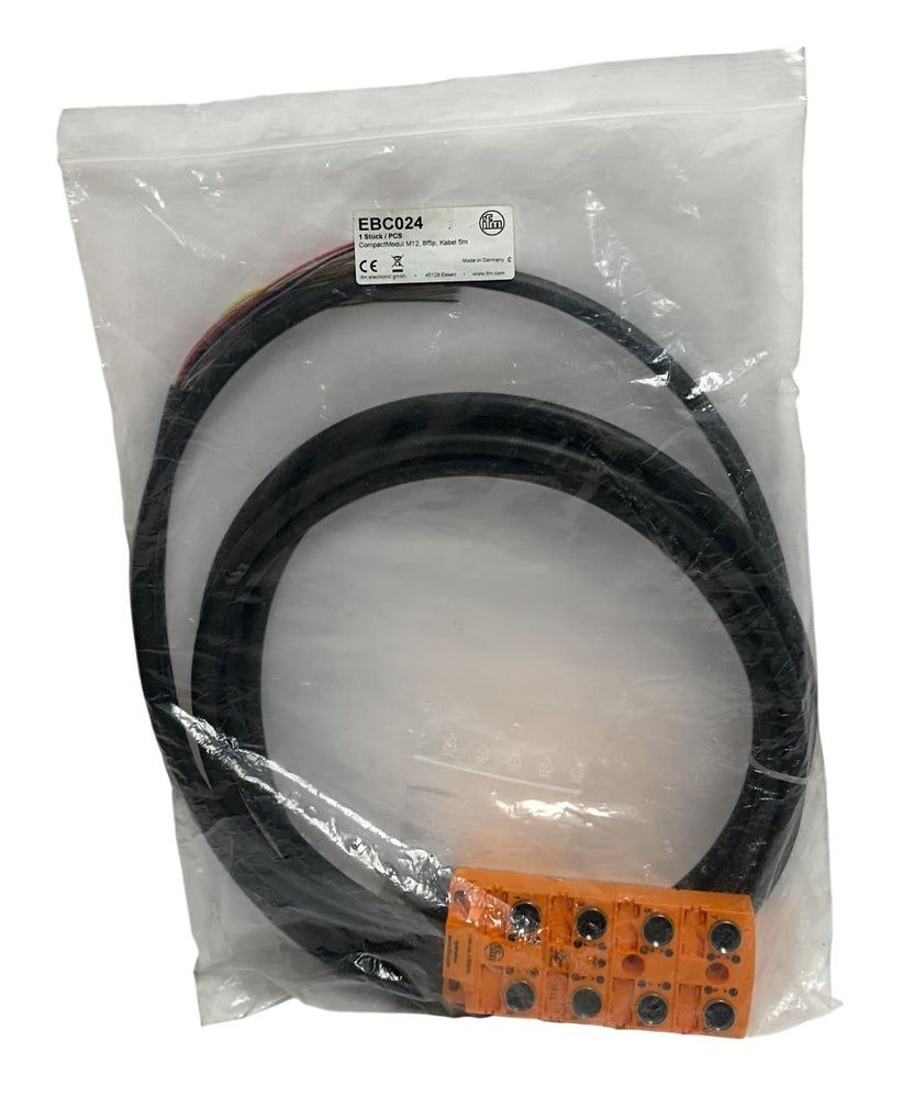 IFM ELECTRONIC EBC024 CompactModul M12 FEMALE 8F5P 5M LENGTH WIRING BLOCK NSMP
