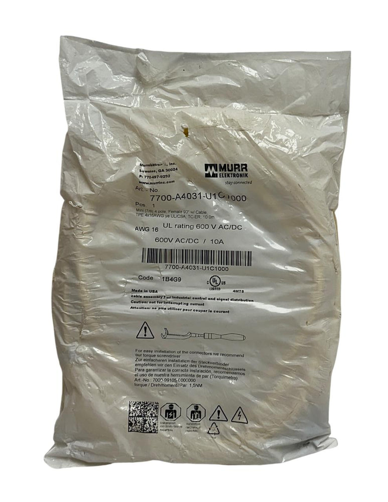MURR ELEKTRONIK 7700-A4031-U1C1000 / 7700A4031U1C1000 MINI (7/8) 4P 10M 90D NSFS
