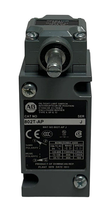 ALLEN BRADLEY 802T-AP /J BULLETIN 802T OILTIGHT LIMIT SWITCH 40146-474-63 NSNP