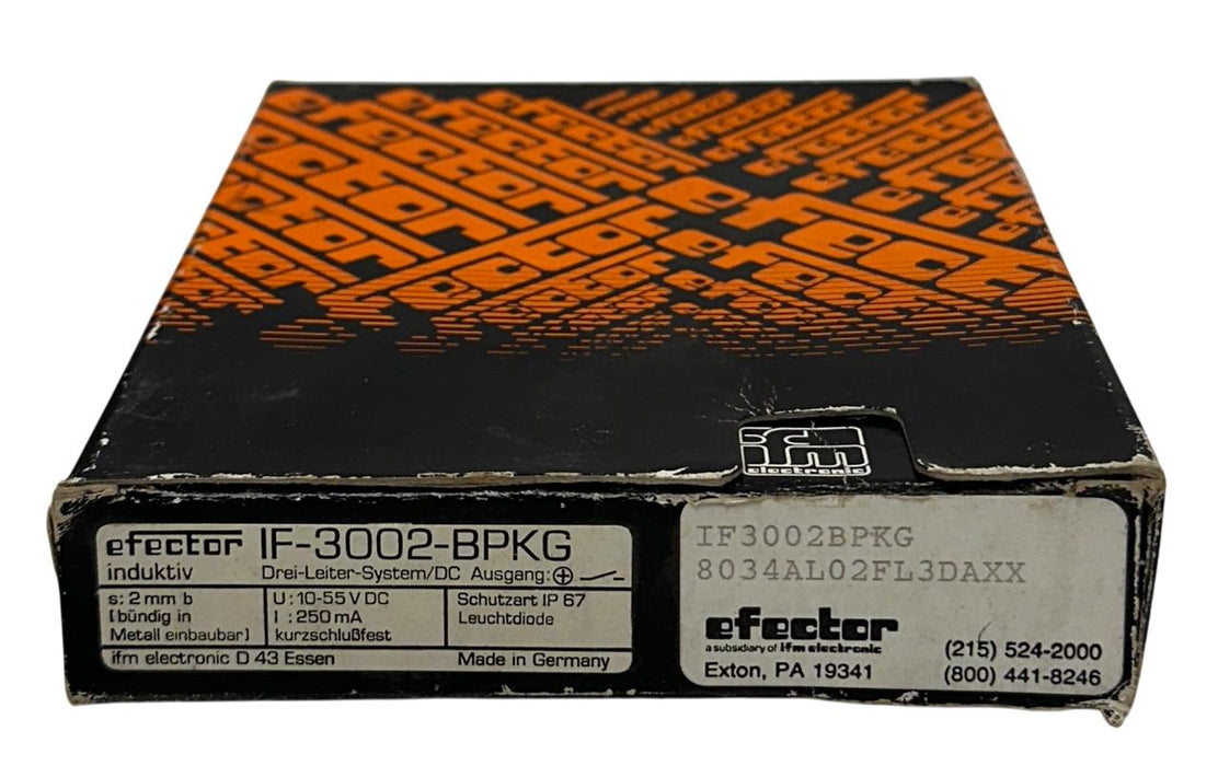 IFM EFECTOR IF-3002-BPKG / IF3002BPKG INDUCTIVE PROXIMITY SENSOR 10-55VDC NSMP
