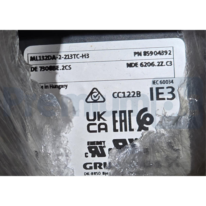 GRUNDFOS 91150083 - ML132DA PUMP MOTOR 3x208-230/460V 7.5HP TEFC 213TC NSMP