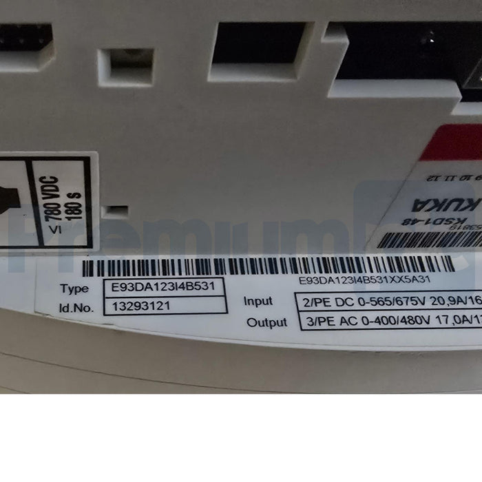 KUKA KSD1-48 E93DA123I4B531 SERVO DRIVE 13293121 E93DA123I4B531XX5A31 00-117-344