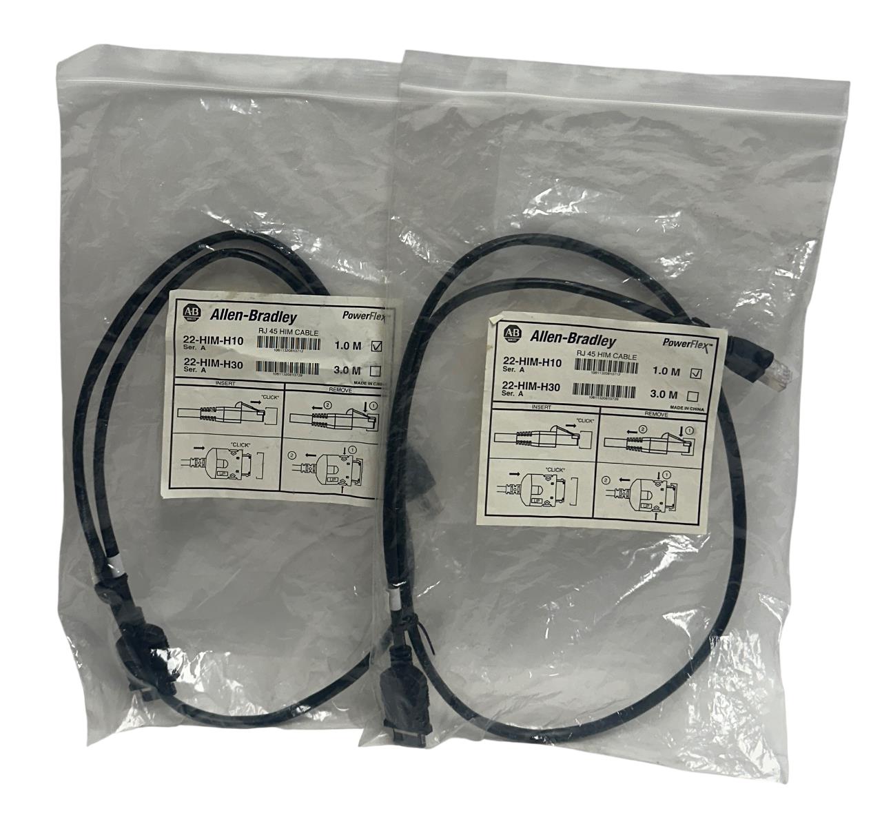 2 ALLEN BRADLEY 22-HIM-H10 /A PowerFlex RJ45 HIM CABLES DSI 1M OEM NSMP