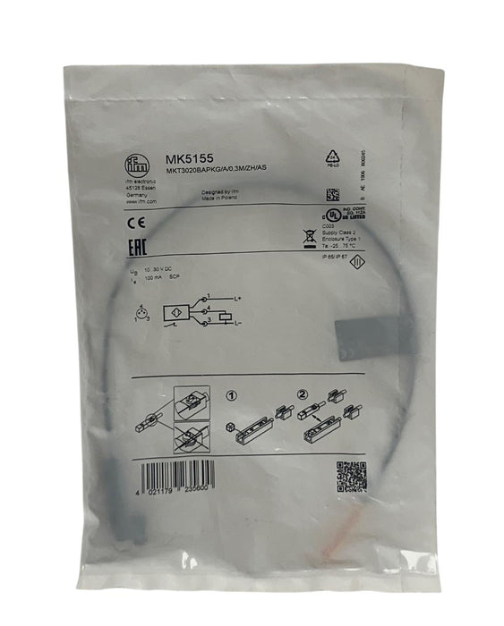 2 IFM MKT3020BAPKG/A/0,3M/ZH/AS / MK5155 T-SLOT CYLINDER SENSORS 10-30VDC NSFS
