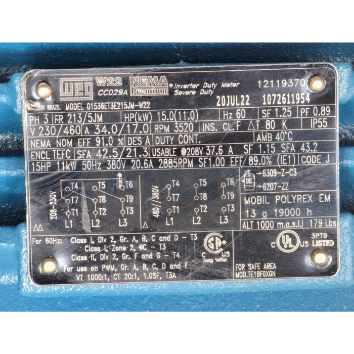 SCOT PUMP 54F MOTORPUMP 2.5"X2.5"FLG 6" IMP DIA. 200GPM@60PSI WEG 15HP W22 MOTOR