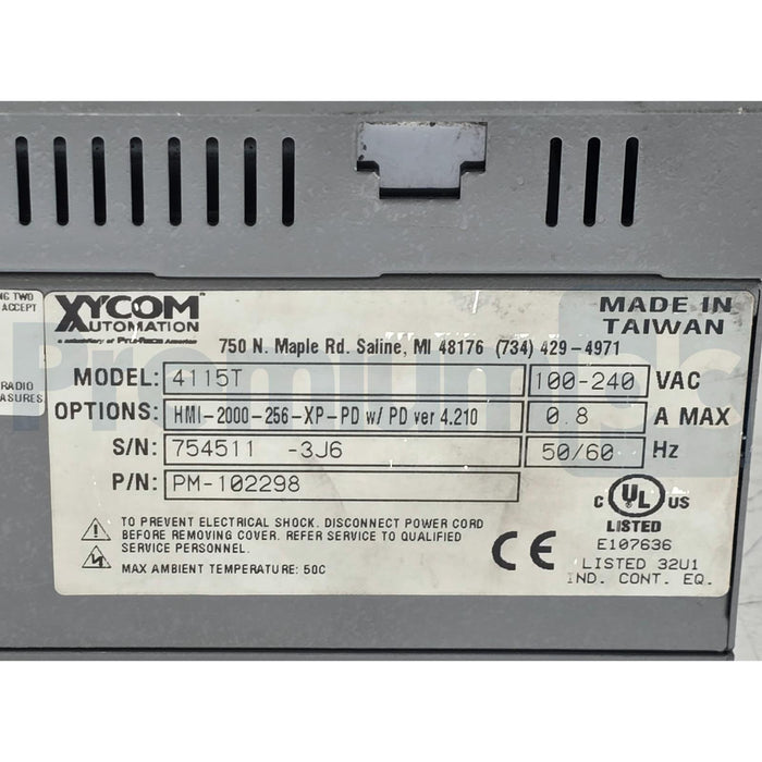 XYCOM Pro-Face 4115T 15" PC HMI-2000-256-XP-PD w/PD ver 4.210 P/N PM-102298 USPI