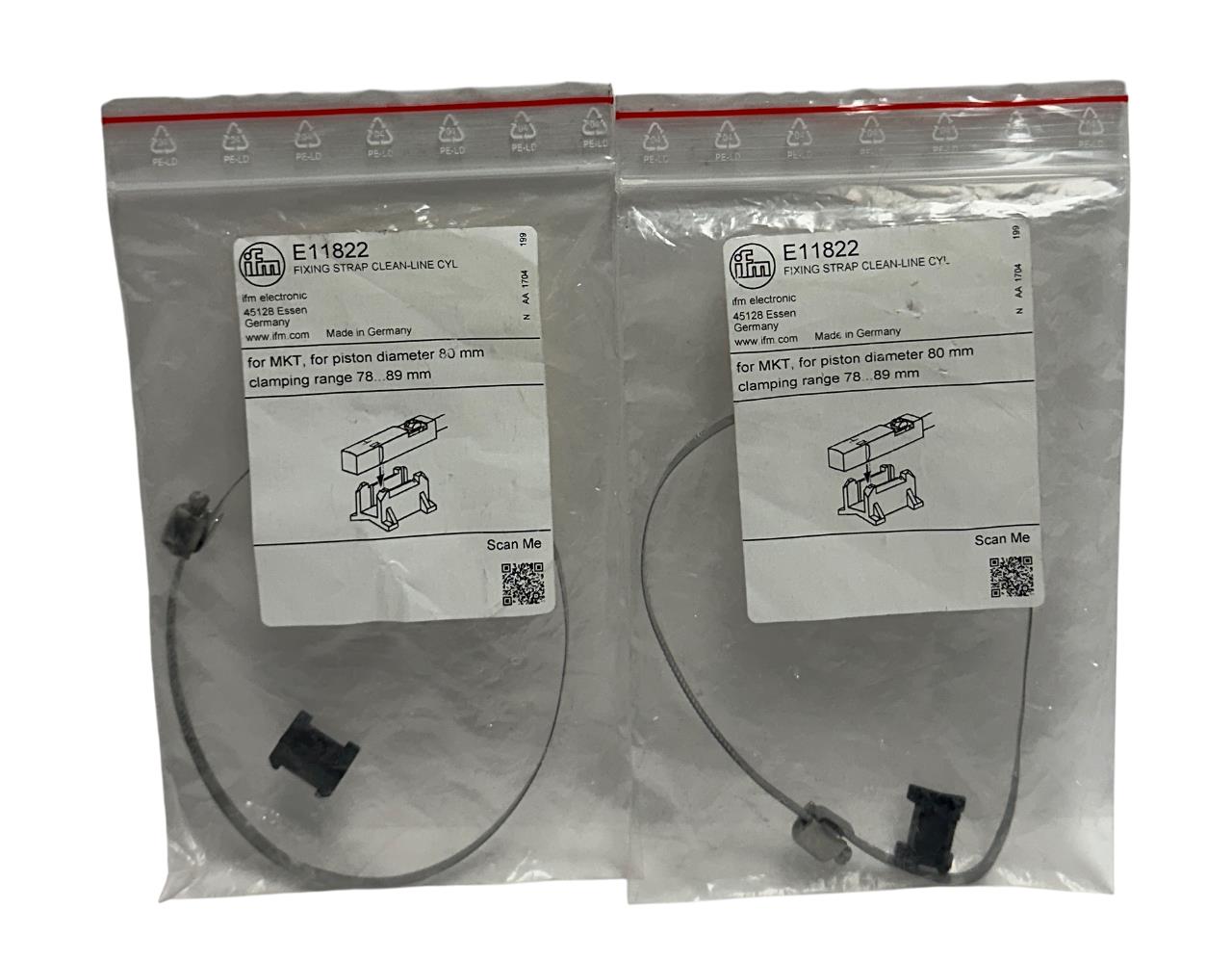 2 IFM E11822 OEM FIXING STRAP CLEAN-LINE CYL FOR MKT 80mm RANGE- 78-89mm NSMP