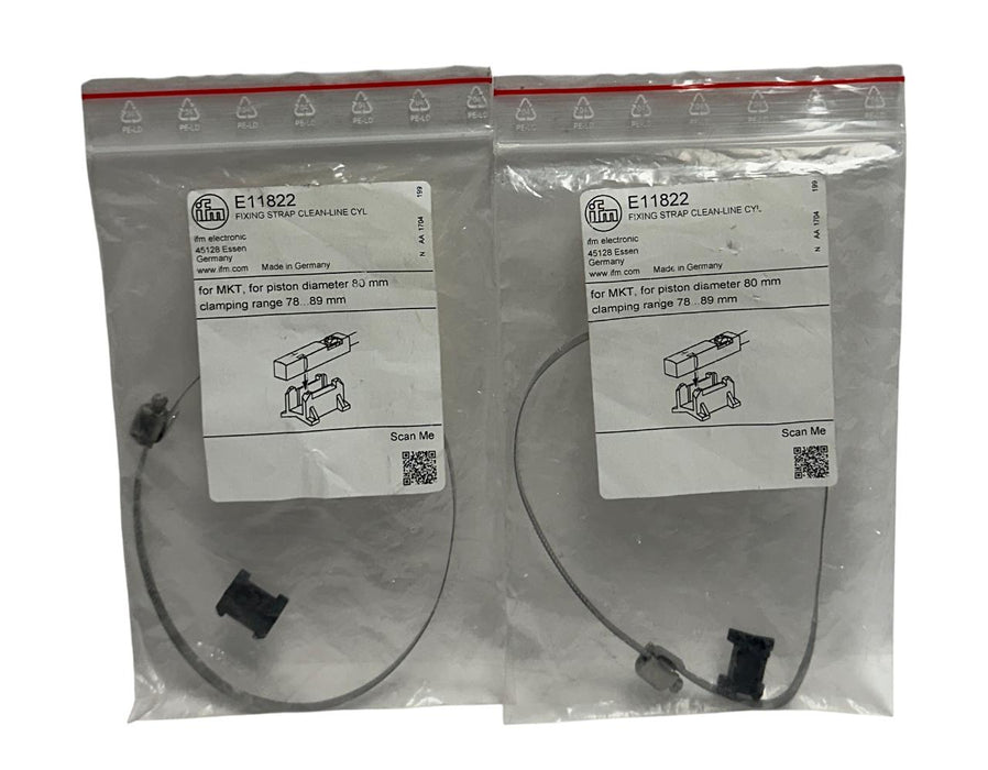 2 IFM E11822 OEM FIXING STRAP CLEAN-LINE CYL FOR MKT 80mm RANGE- 78-89mm NSMP
