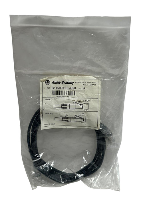 ALLEN BRADLEY 22-RJ45CBL-C20 /A PowerFlex RJ45 DSI CABLE ASSEMBLY MALE/MALE NSMP