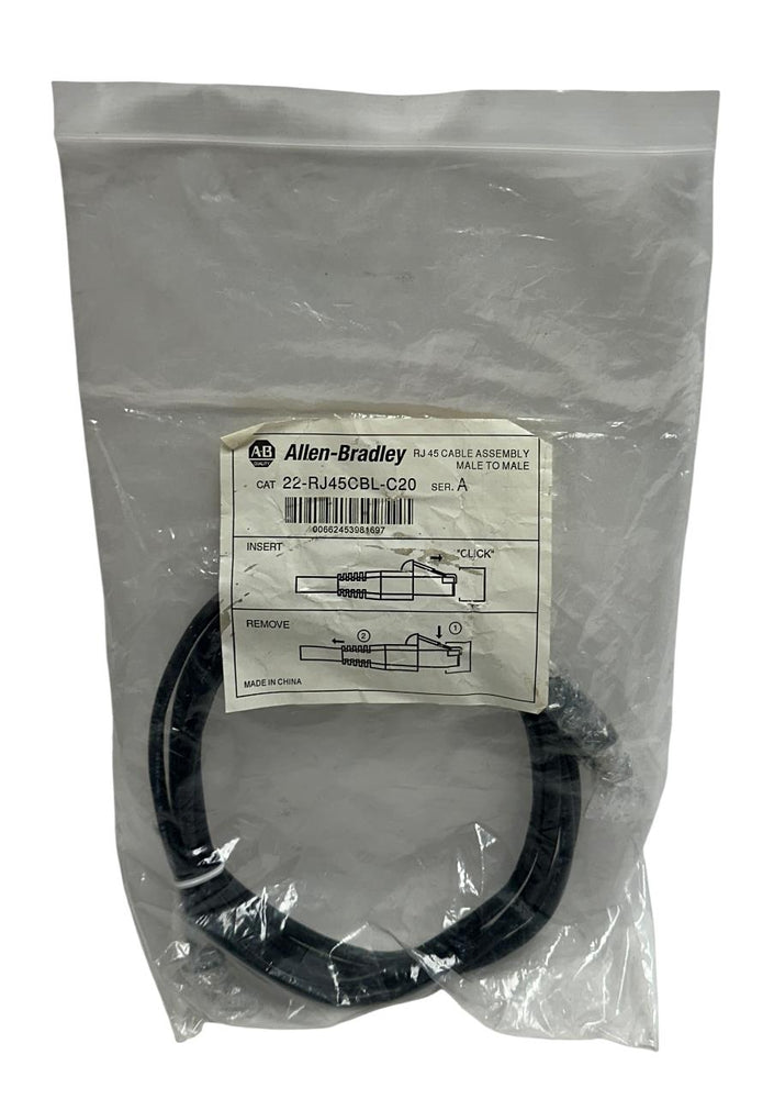 ALLEN BRADLEY 22-RJ45CBL-C20 /A PowerFlex RJ45 DSI CABLE ASSEMBLY MALE/MALE NSMP
