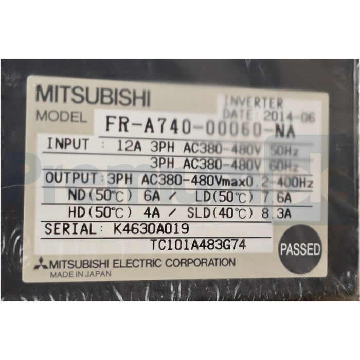 MITSUBISHI FR-A740-00060-NA FREQROL FR-A700 INVERTER VFD 3PH/380-480VAC NSMP