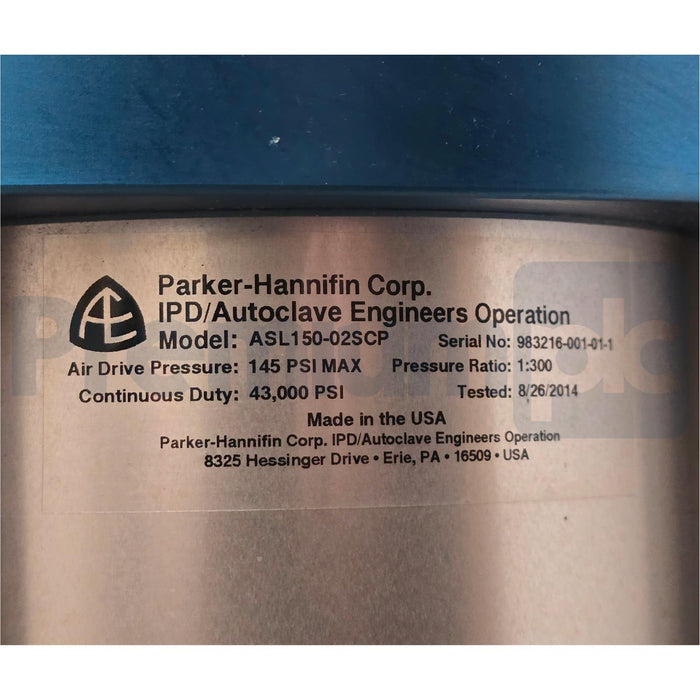 PARKER AUTOCLAVE ENGINEERS ASL150-02SCP / ASL150-02 6" AIR DRIVEN LIQUID PUMP