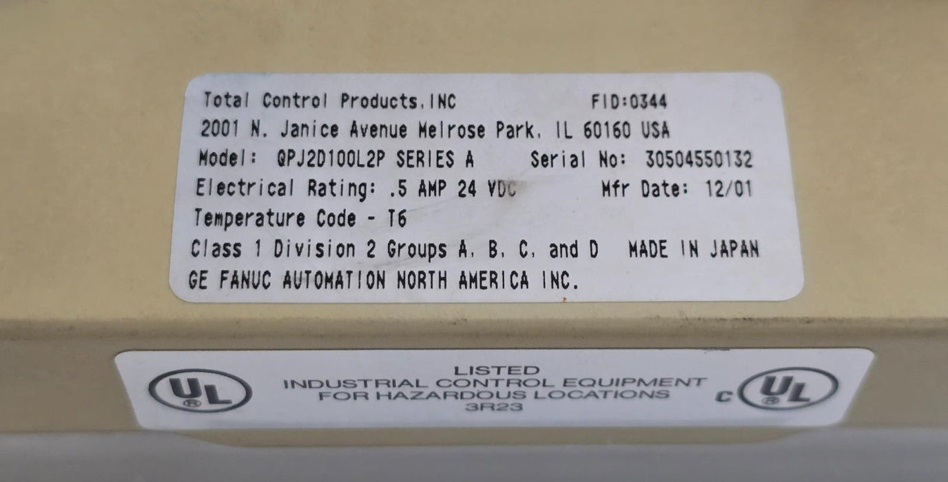 GE FANUC/TOTAL CONTROL QPJ2D100L2P /A QuickPanel jr. HMI TOUCH SCREEN 4.7" USPI