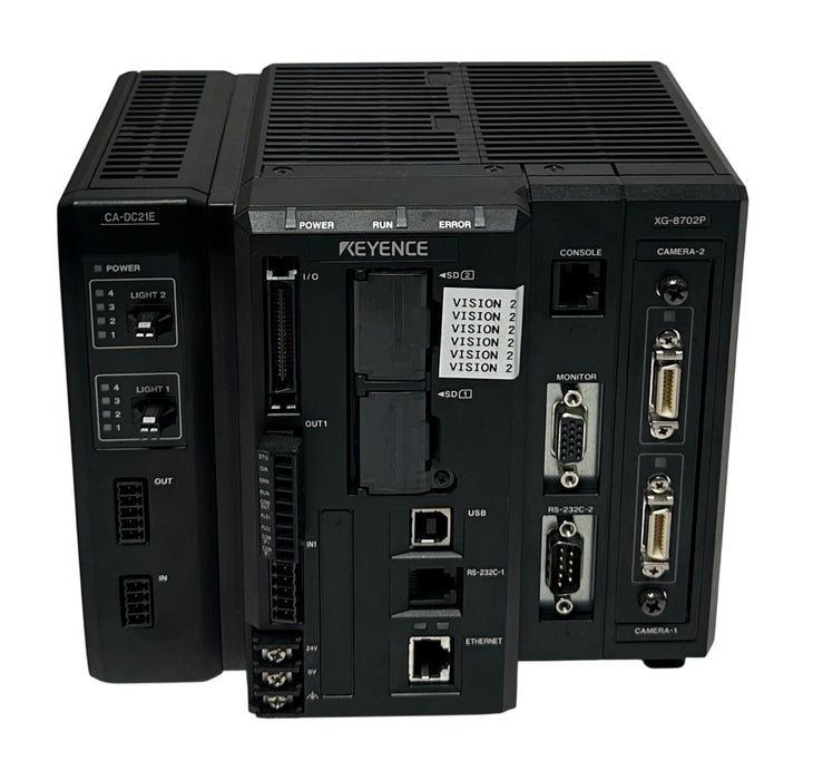 KEYENCE XG-8702L / CA-DC21E MULTI-CAMERA IMAGING SYSTEM CONTROLLER EtherNet USNP