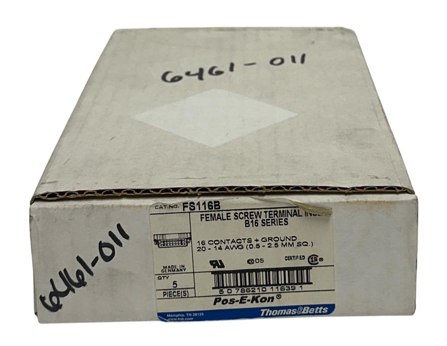 4 THOMAS & BETTS FS116B Pos-E-Kon FEMALE SCREW TERMINAL INSERTS B16 SERIES NSMP