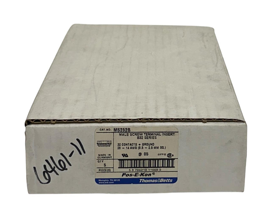 5 THOMAS & BETTS MS232B Pos-E-Kon MALE SCREW TERMINAL INSERTS B32 SERIES NSMP