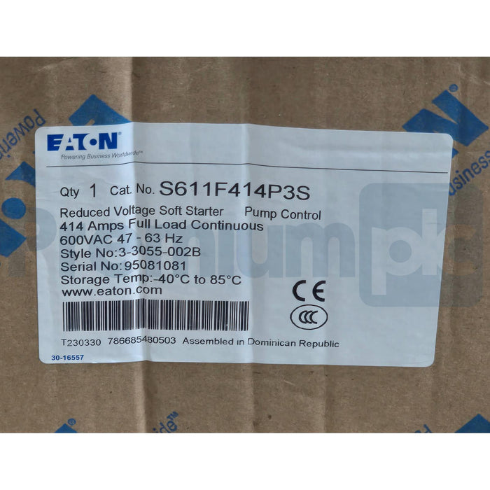 EATON S611F414P3S REDUCED VOLTAGE S611 SOFT STARTER PUMP CONTROL 414A 450HP NSMP
