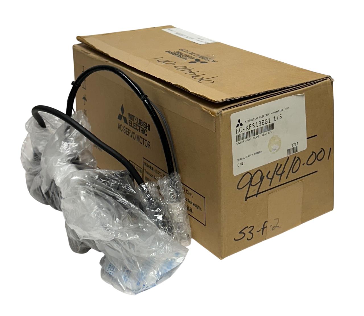 MITSUBISHI HC-KFS13BG1 1/5 / HCKFS13BG1 AC SERVO MOTOR W/ BRAKE K6505 1/5 NSMP